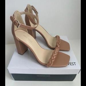 New Nine West Braided Double Band Heel Sandals Size 8.5